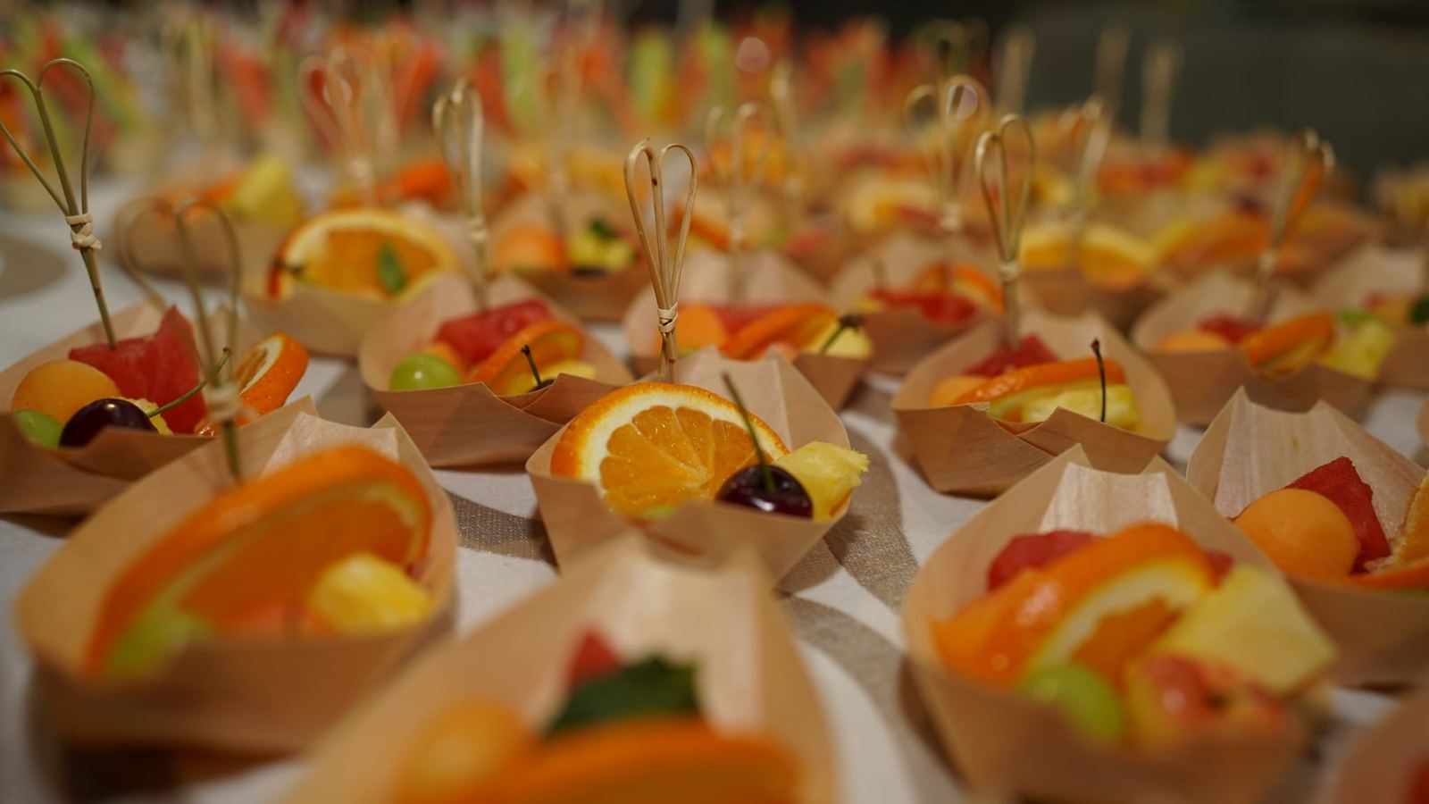 Little fruit boats with heart picks